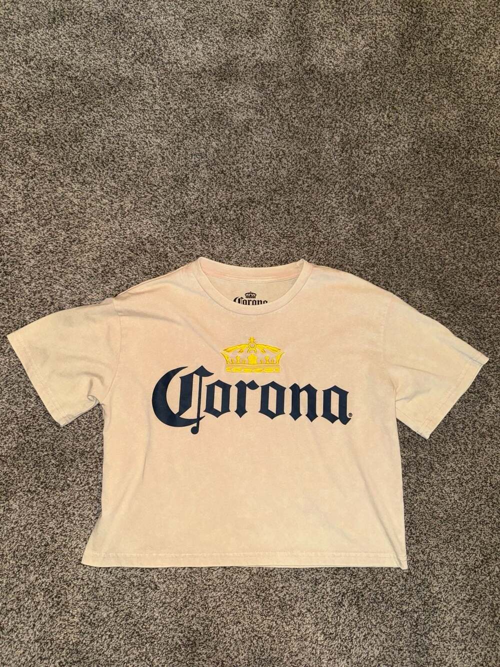Corona Extra Crop T-Shirt Size M Beige Embroidered Logo